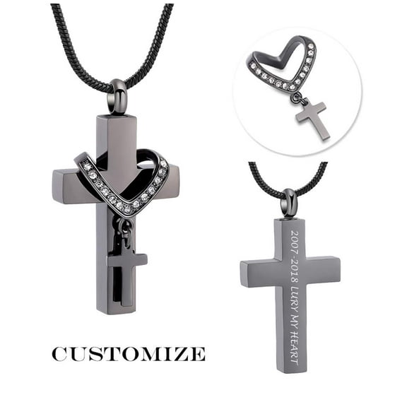 Cross Necklace Cremation Jewelry for Ashes Urn Necklace Lockets for Human Ashes Pet Ashes Holder Memorial Jewelry