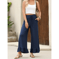 thumbnail image 5 of SIEANE Women's summer wide leg breathable flounder all kinds of lazy drawstring trousers S-2X, 5 of 5