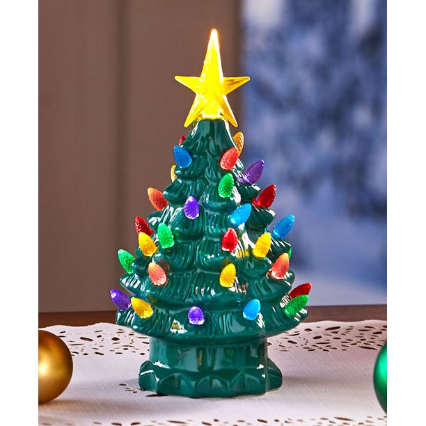 Retro Lighted Tabletop Christmas TreesGreen small