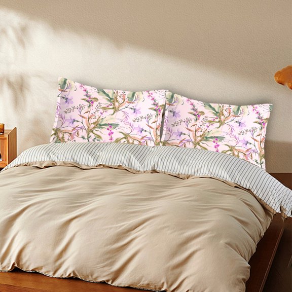 weibbin Floral Print Satin Pillowcase - Digital Printed Summer Cool Pillow Case for Bedroom Decor 29.13*18.89in