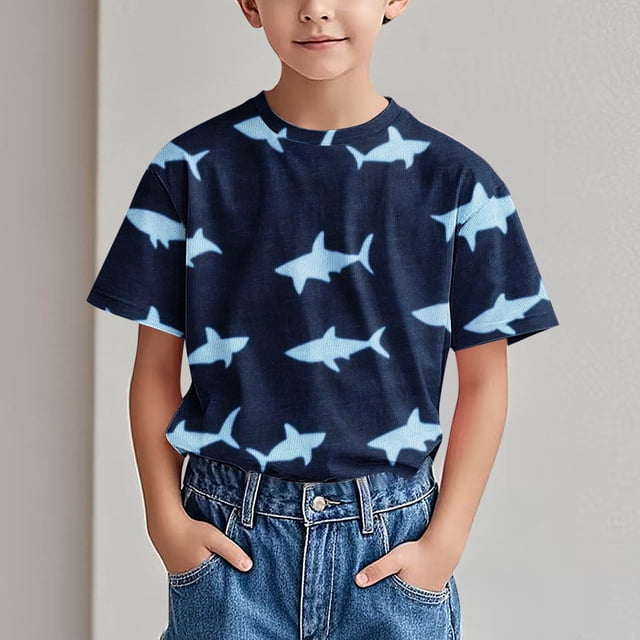 DecSea T-shirt Respirant Unisexe d'Été pour Enfants T-shirt Tendance pour Enfants T-shirt Imprimé Col Rond Confortable T-shirt Ample à Manches Courtes Blouse Décontractée