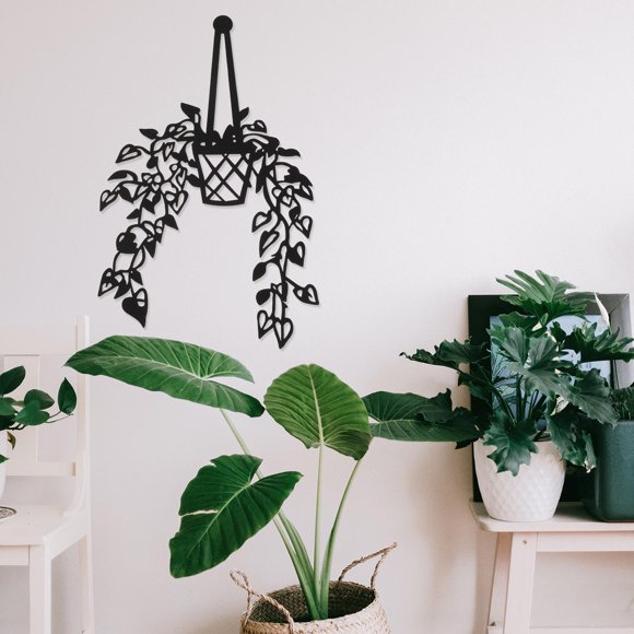 Milisten De Pared En Metal Negro Con Floral Moderno Para De Hogar