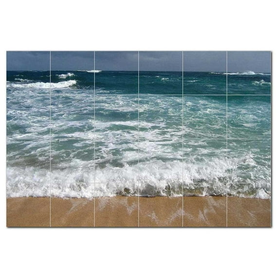 Waves Picture Ceramic Tile Mural Kitchen Backsplash Bathroom Shower 406328-XL64