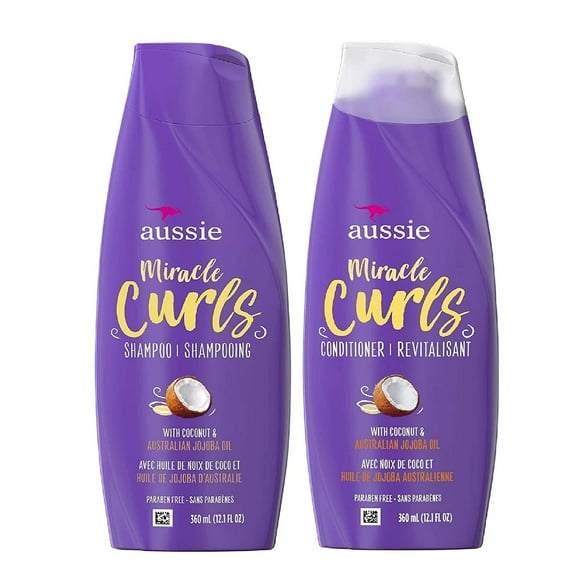 Aussie Miracle Curls Shampoo And Conditioner Set With Coconut & Australian Jojoba Oil-12.1 Fl Oz Each Packaging May Vary