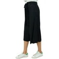 thumbnail image 5 of Bimba Women's Rayon Capri Wide Leg Culottes with Back Elastic Casual Summer Pants With Belt Black - XX-Large, 5 of 8