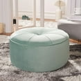 thumbnail image 1 of ZXNYH Home Mint Green Velvet Round Ottoman, 1 of 6