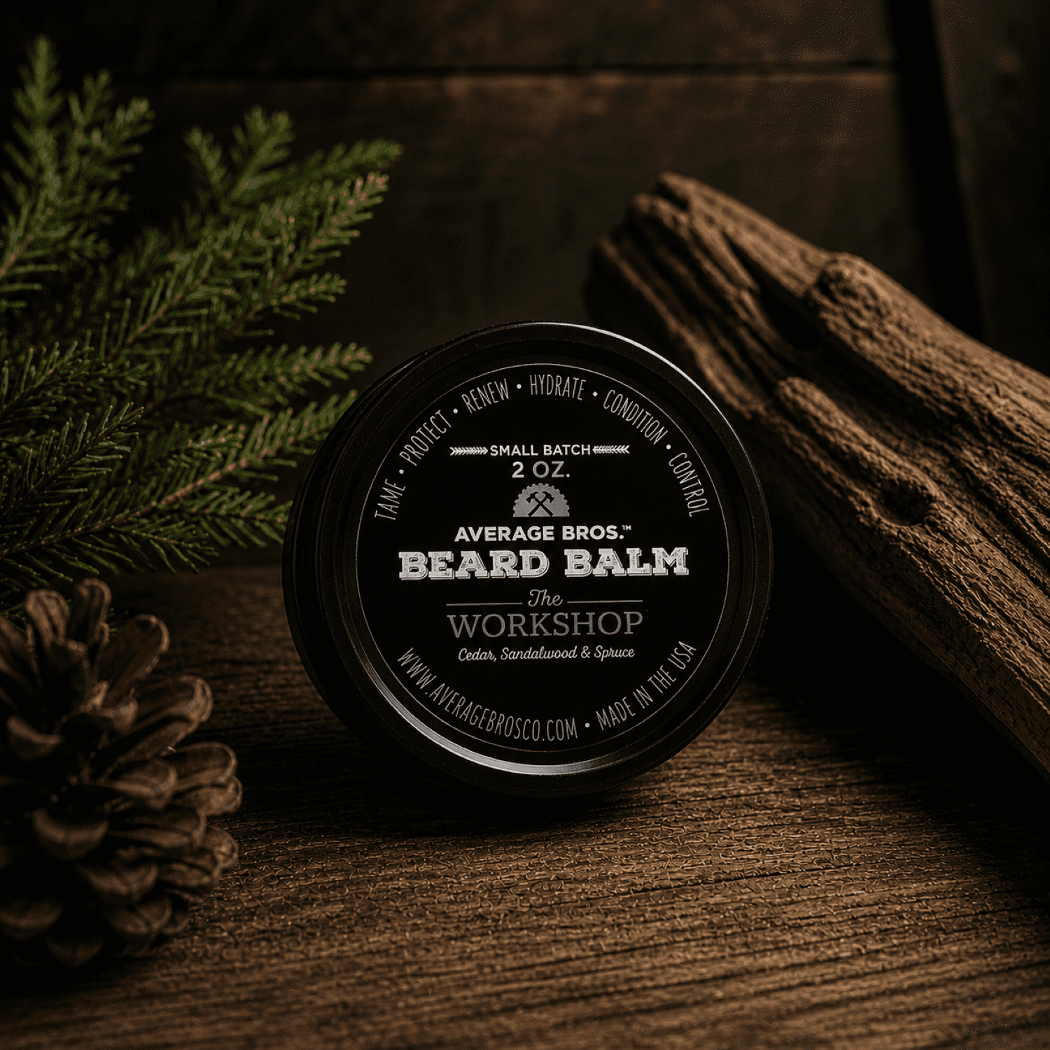 Average Bros Workshop Cedar Sandalwood Spruce Beard Balm, 2oz
