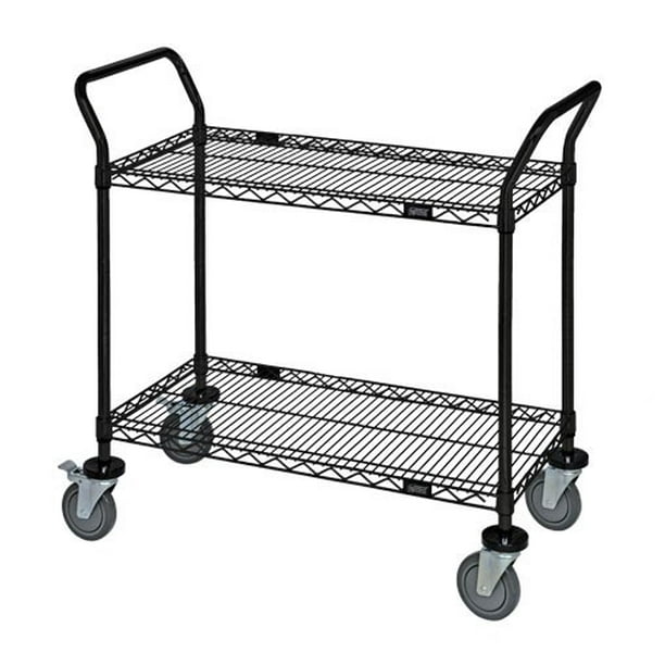 18" Deep x 30" Wide x 39" High 2 Tier Heavy Duty Black Wire Utility