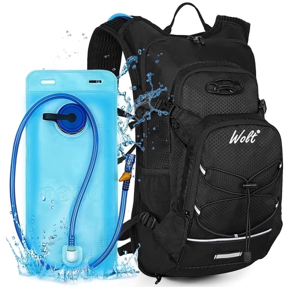 Wolt Lightweight Cycling Hydration Backpack with 2L Water Bladder, Helmet Compatible & Waterproof Rain Cover for Men Wome