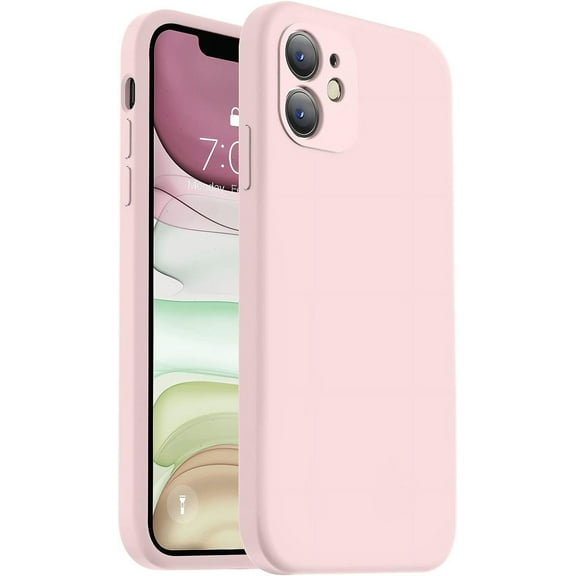 Compatible with iPhone 11 Case, Upgraded Liquid Silicone with [Flat Edges] [Camera Protection] [Soft Anti-Scratch Microfiber Lining] Phone Case for iPhone 11 6.1 inch - Chalk Pink