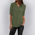 thumbnail image 3 of YOTMKGDO Elbow-Length V-Neck Shirt | Button Women Ladies Clothing Loose Shirt Chiffon Zipper Long Sleeves Plus Size Tops, summer tops for women (Sage Green, L), 3 of 5