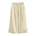 thumbnail image 3 of Rvasteizo Girls Elastic Waist Pants Ruffled Hem High Waist Wide Leg Fall Winter 5-15Y Kids Trousers 7 Years, 3 of 5