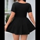 thumbnail image 4 of Vestido Mini para Mujer, Escote Cuadrado, Corta, Dobladillo con Volantes y Pantalones Cortos Incorporados, Negro, Talla L, 4 of 10
