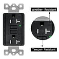 thumbnail image 4 of GREENCYCLE 10PK 20A / 125V Tamper Resistant Weather Resistant GFCI Outlets with LED Indicator Decorative Wall Plates Screws Included Residential and Commercial Grade ETL Certified black, 4 of 10