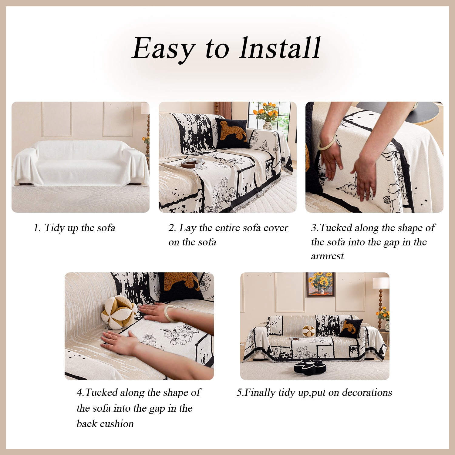 NAYOROOM Vintage White Sofa Cover, Couch Covers for 3 Cushion Couch Sofa, Sectional Couch Covers for Living Room Sofa Throws Sofa Slipcovers (71"x 134" X-Large )