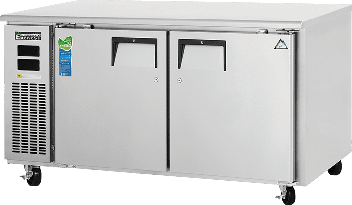 Everest Refrigeration ETRF2 59-1/4' Two-Door Side Mount Undercounter Dual Temp Refrigerator/Freezer Combo, 18-Cubic Feet, NSF