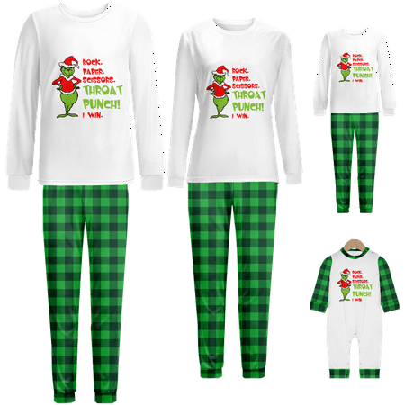 

Holiday Family Matching Christmas Pajamas Cartoon Monster Green Black Buffalo Print Baby-Kids-Adult-Pet Size 2 Pieces Top and Pants Bodysuits Unisex Pajamas Sets