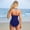 Dark blue, variant on ZJXFGS Women's One Piece Swimsuits,Deep V Wire Push Up Bathing Suit Backless Bathing Suit Vintage Retro Push Up Swimwear Tummy Control Front Cross Bathing Suits Beige L