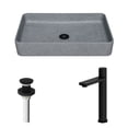 thumbnail image 4 of Concreto Stone Rectangular Vessel Bathroom Sink and Faucet in Matte Black, 4 of 7