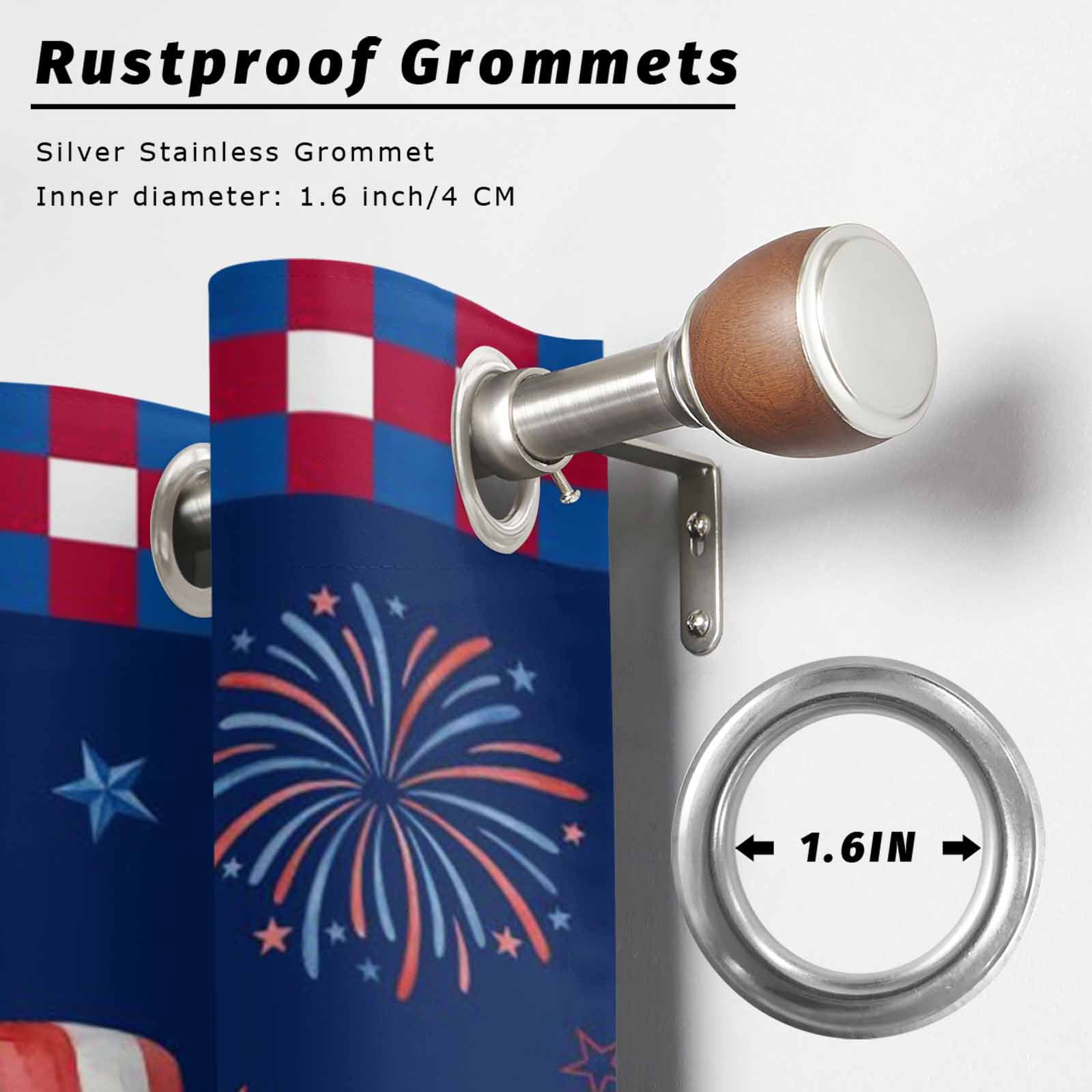 Independence Day Outdoor Curtains for Patio, Cartoon Golden British Shorthair Colorful Poppy Sunshade Privacy Drapes Grommet Waterproof Outside Curtains for Porch/Cabana/Balcony 54"x 108", 1 Panel