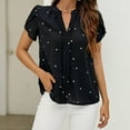 thumbnail image 2 of yillto Womens Tops Causal Business Dress Shirts Petal Short Sleeve V Neck Loose Work Office Elegant Blouse, 2 of 4
