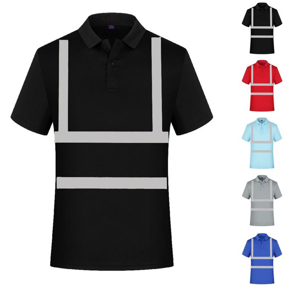 MuXiKeJi Clothes Reflective Polo Shirts for Men Women Safety Reflective Strips Construction Daily Work Short Sleeve Tee Shirts