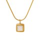 thumbnail image 1 of Collar con colgante de concha blanca cuadrada de estilo frío, joyería de cadena de serpiente redonda de acero de titanio con diseño de nicho, dorado, 1 of 5
