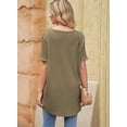 thumbnail image 4 of Asyoly Womens Tops Summer Plus Size V Neck Shirts Short Sleeve Waffle Knit Shirts Cotton T Shirts Solid Color Loose Tee Blouse, 4 of 6