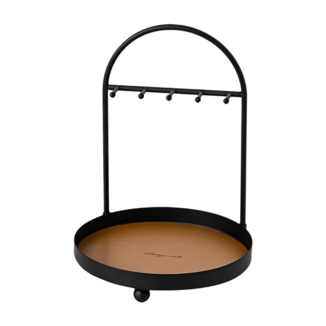 Organizador de joyas de escritorio con 5 ganchos para llaves, soporte para anillos, collares, gemelos, llaves y pendientes. Marrón