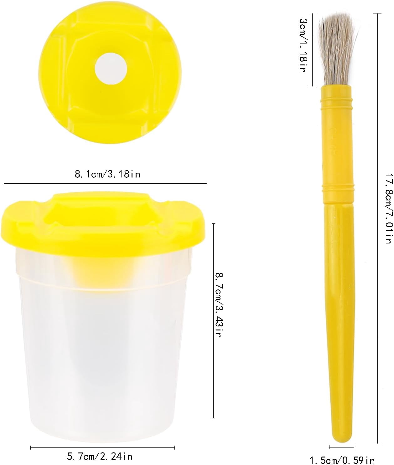 40Pcs No Spill Paint Cups with Lids Set, 15 Pcs Spill Proof Painting Containers and 25 Pcs Round Paint Brushes, Reusable Paint Cups with Lids for Art Craft Class Home Supplies