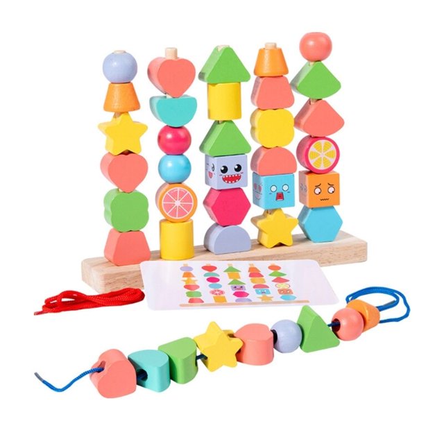 Juguete educativo de geometría para enhebrar cordones BANYUO para niños pequeños E65D