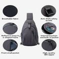 thumbnail image 4 of WATERFLY Unisex Lightweight Travel Hiking Nylon Cross-Body Shoulder Chest Bag,Gray, 4 of 7