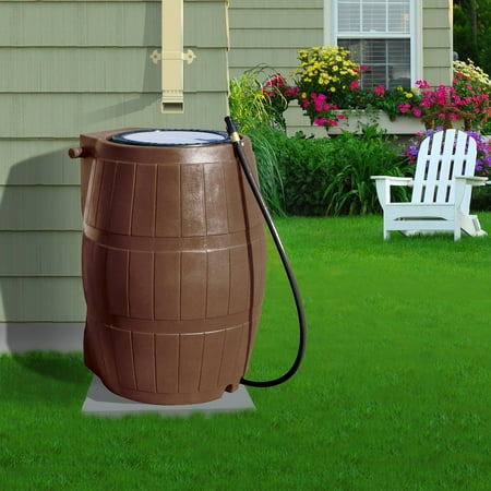 Carnelian Barrel - Yimby Flat Back Rain Barrel - 50 Gallon - Brown