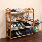 4 Tiers Shoe Rack Storage <mark>Organizer</mark> Natural Bamboo Plant Shelf, Home Storage Shelf for Shoes, Books and Flowerpots (Burlywood)