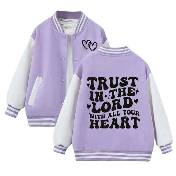 Lkhaha Toddler Girl Jacket Baseball Patchwork Long Sleeve Button Up Stripe Letter Print Plus Size Jackets Size 4-5 Years