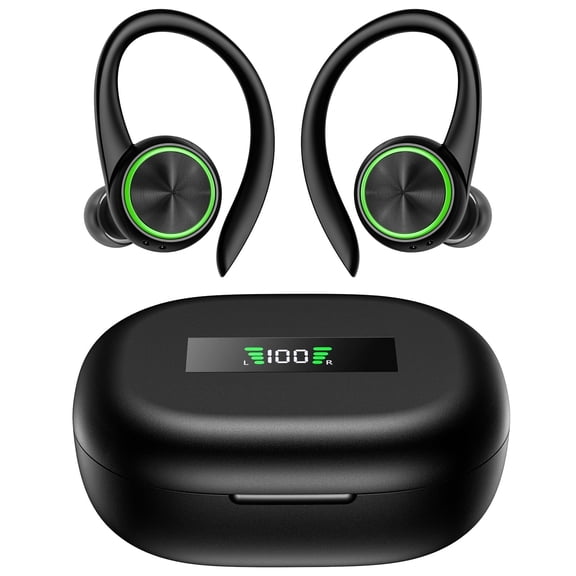 Wireless Earbuds Bluetooth Headphones 60H Playtime Bluetooth 5.1 Digital LED Display Over-Ear Earphones with Earhook Sports Headphones IPX7 Waterproof Headsets with Mic Deep Bass for Running Workout