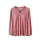 thumbnail image 2 of Blusa de pijama de manga larga para mujer, lisa, informal, a la moda, con cuello redondo, manga larga, para dormir, pijama para mujer, 2 of 3