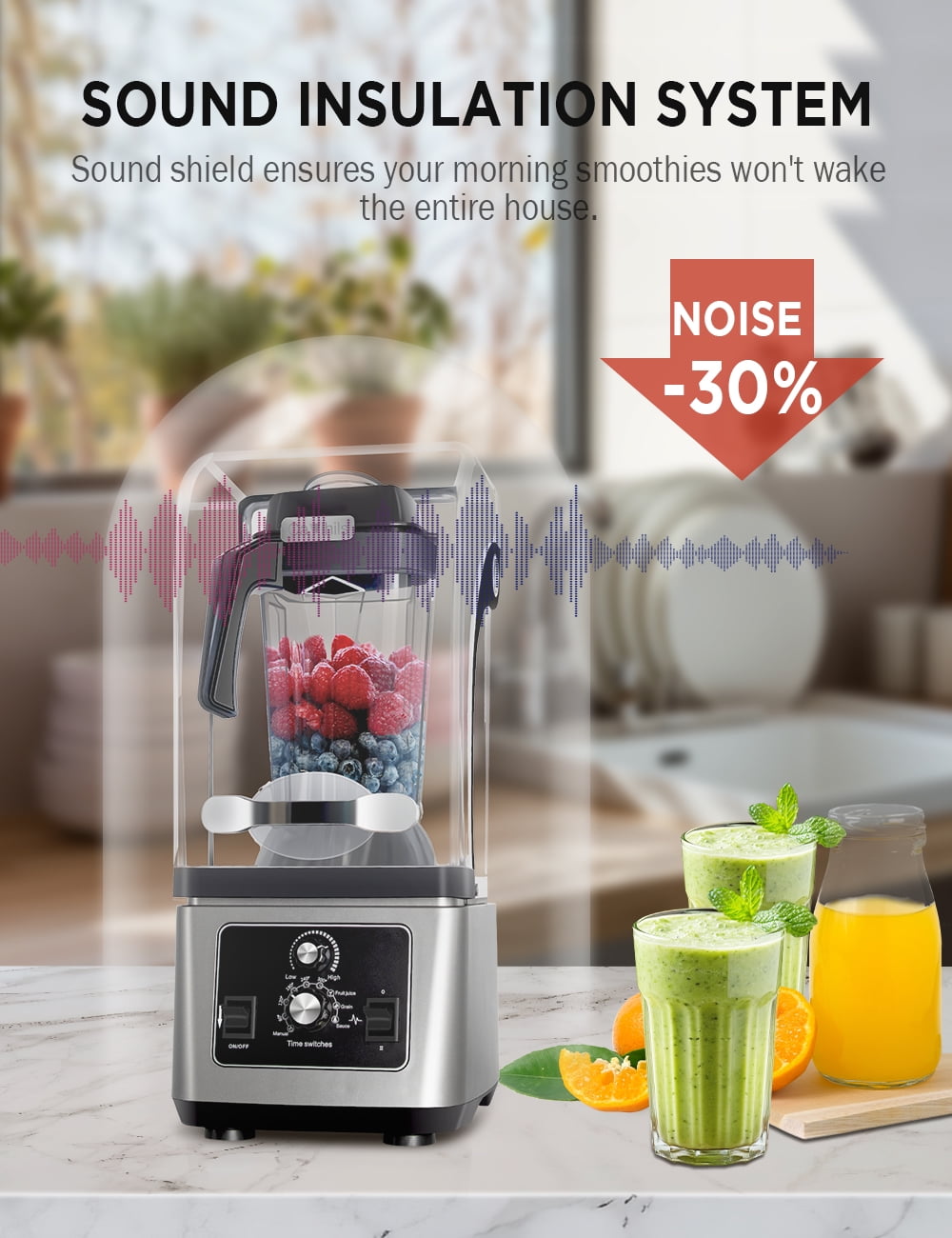 Kitchen genie HI power blender 2200W Power Motor 3 Adjustable