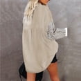 thumbnail image 4 of PVCS Women's Leopard Pockets Splicing Buttons Long Sleeve Tops Outwear Turn-down Collar Jacket Coat, 4 of 7