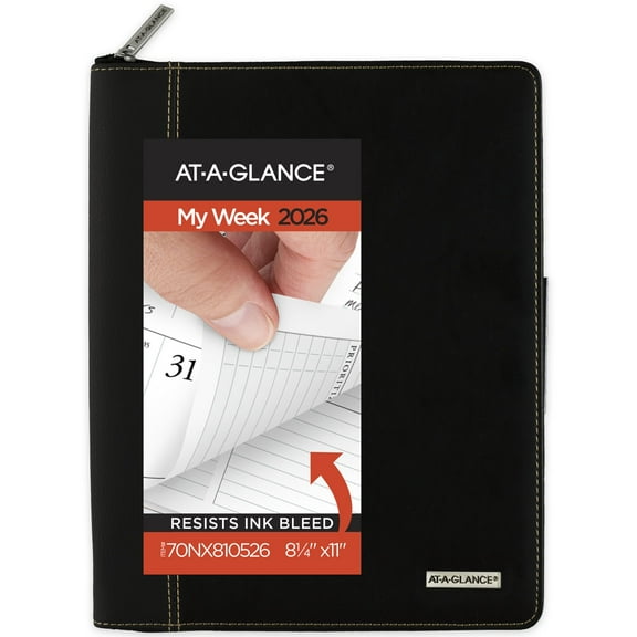 AT-A-GLANCE Executive 2026 Weekly Monthly Appointment Book with Zipper Black