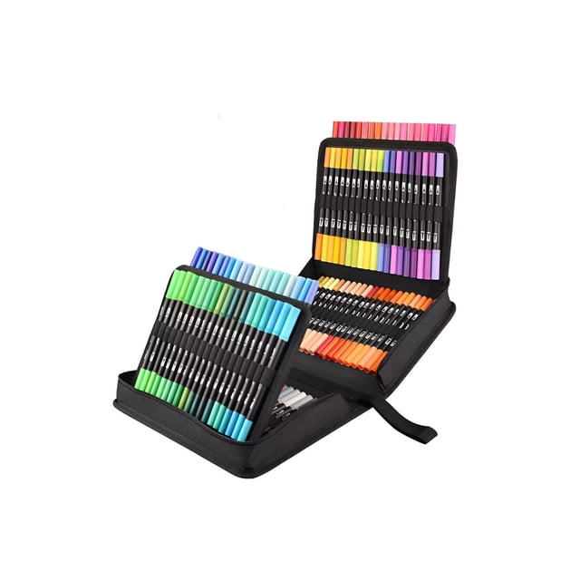 120 Colores Xtellar Plumones Doble Punta Pencil, Marcadores A Base De Agua No Toxico Para Niños Adultos