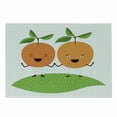thumbnail image 1 of Green and Orange Cutting Board, Caricature of Fruits Holding Hands on a Grassy Hill Winter Flora, Decorative Tempered Glass Cutting and Serving Board, Small Size, Orange Apple Green, by Ambesonne, 1 of 1