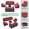 thumbnail image 4 of ALAULM 9 Pieces Patio Conversation Furniture Set Outdoor Sectional Sofa Sets W/Cushions Brown PE Rattan, Red, 4 of 7