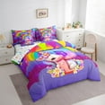 thumbnail image 3 of Manfei Floral Rainbow Unicorn 7-Piece Twin Bedding Sets,Galaxy Stars Bedding Comforter Set,Monogrammed Letter Breathable Sheet Sets,Lightweight Girls Bedroom Decor,Reversible, 3 of 7