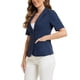 thumbnail image 4 of INSPIRAR CHIC Conjunto de Traje de 2 Piezas para Mujeres Blazer con Solapa Muesca Vestido en Capas Atuendo L Azul Oscuro, 4 of 6