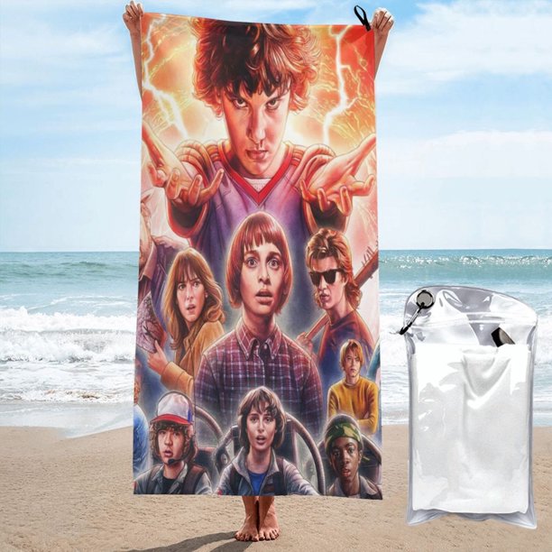 Toallas de playa con estampado de Stranger Things, toallas de baño absorbentes y ligeras de secado rápido, toalla de baño de microfibra ultra suave para viajes, playa, gimnasio, camping, yoga,