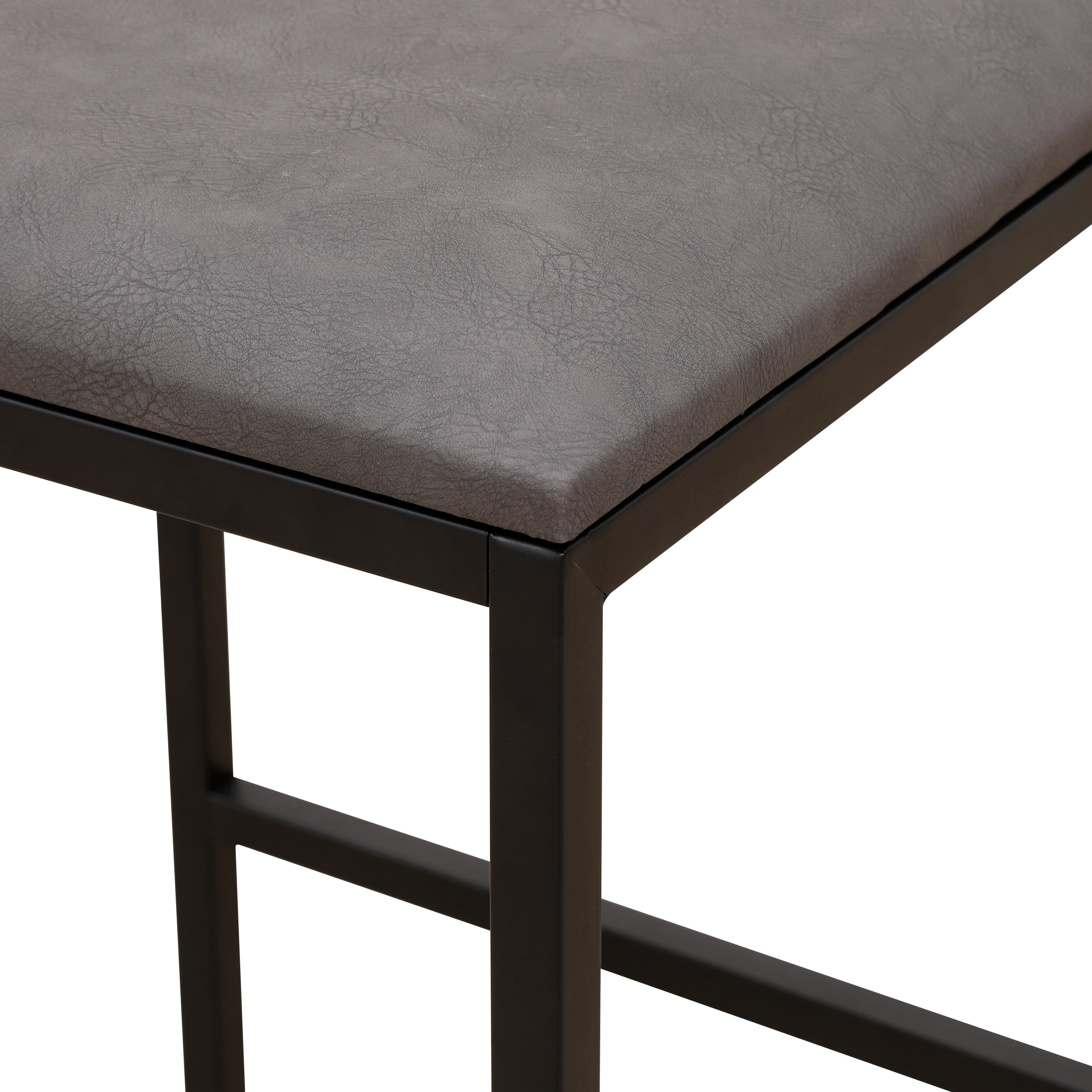 Miniyam 32" Bar Stools, Set of 2 Upholstered Barstools with Back, Faux Leather Farmhouse Bar Chairs Island Stools,Gray