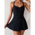 thumbnail image 3 of Solid Two Pieces Swimsuit 2025 Women Ruched Tankini Beach Dress Swimwear With Shorts Female Bathers Bathing Swimming Suit Summer, 3 of 4