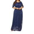 thumbnail image 4 of Plus Size Dress for Women Half Sleeve Floral Lace Maxi Dress Cocktail Dresses for Women Wedding Guest with Pockets, 4 of 7