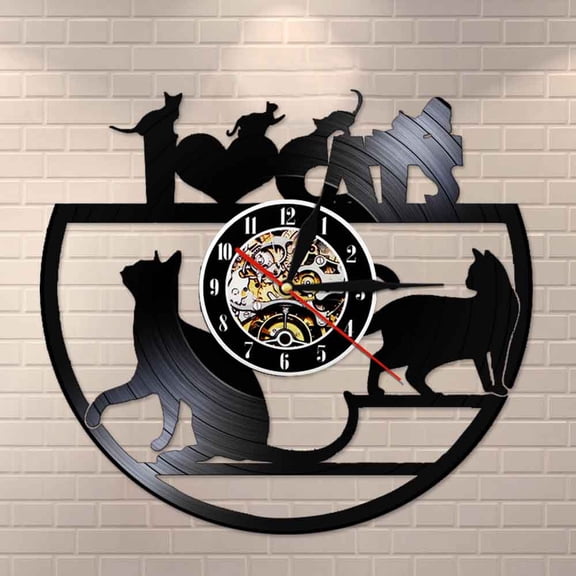 Black Kitty-cat Clock with Moving Eyes and Wagging Tail - Walmart.com